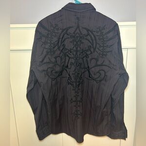 Vintage Roar tribal y2k embroidered button up longsleeve shirt